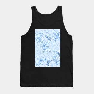 Light Blue leaves pattern Tank Top